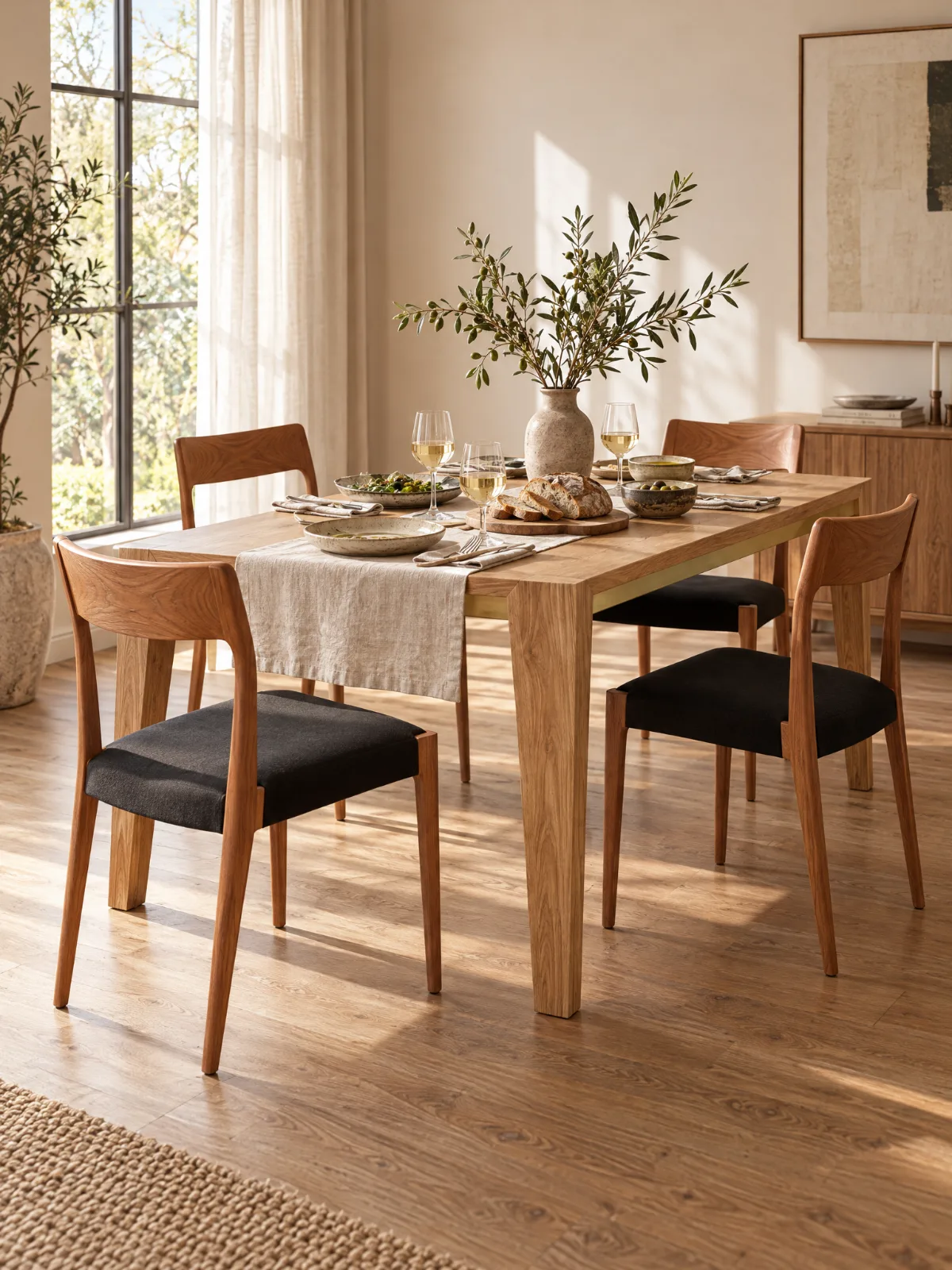 Mesa de Jantar New Berlin retangular com Cadeiras Denmark, Homes in Heaven