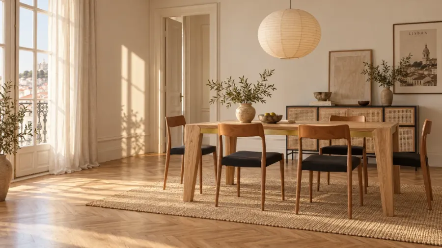 Sala de jantar com Mesa New Berlin e Cadeiras Denmark, Homes in Heaven