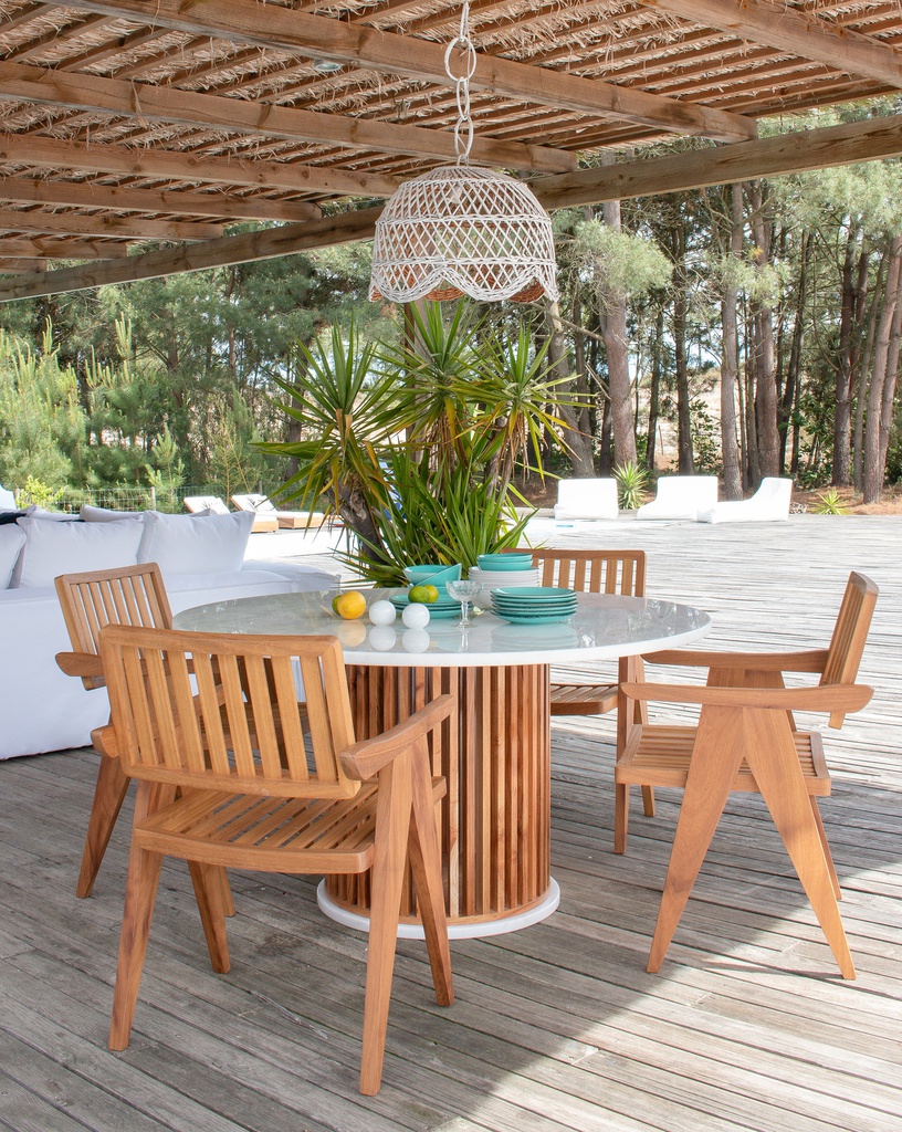 MESA JANTAR RIO 140Ø C/ TAMPO BRANCO IBIZA