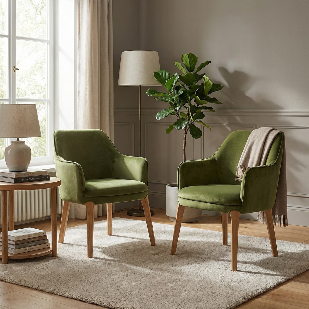 CADEIRA NEW BERLIN C/BRAÇOS NATURAL OAK C/ TECIDO HiH PARIS LIMA
