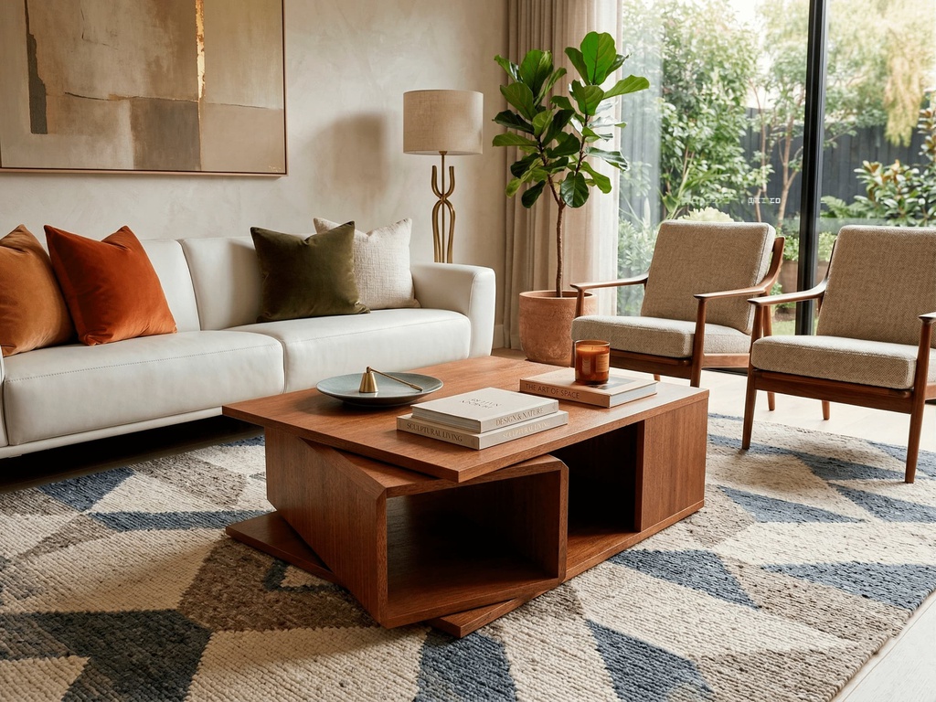 MESA CENTRO GIRATÓRIA WALNUT 100X080CM