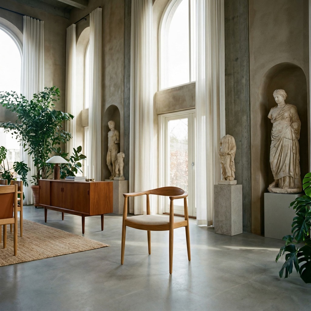 CADEIRA COPENHAGEN C/BRAÇOS NATURAL OAK TECIDO BRONX BEIJE