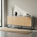 APARADOR ASPEN LIGHT GREY C/PORTAS EM NATURAL OAK