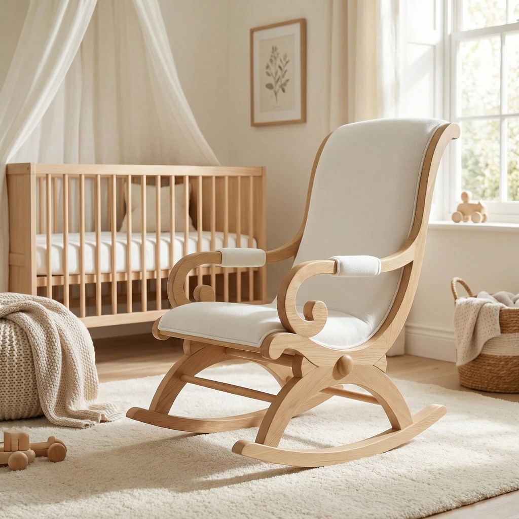 CADEIRA DE BALOIÇO VERANO OAK NATURAL TECIDO HIH