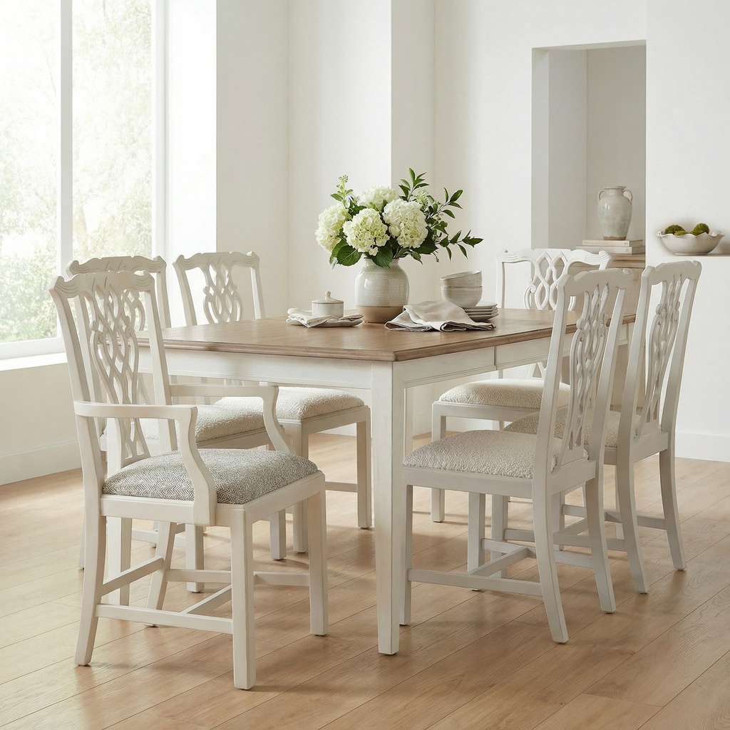 CADEIRA CHIPPENDALE C/BRAÇOS OFF WHITE