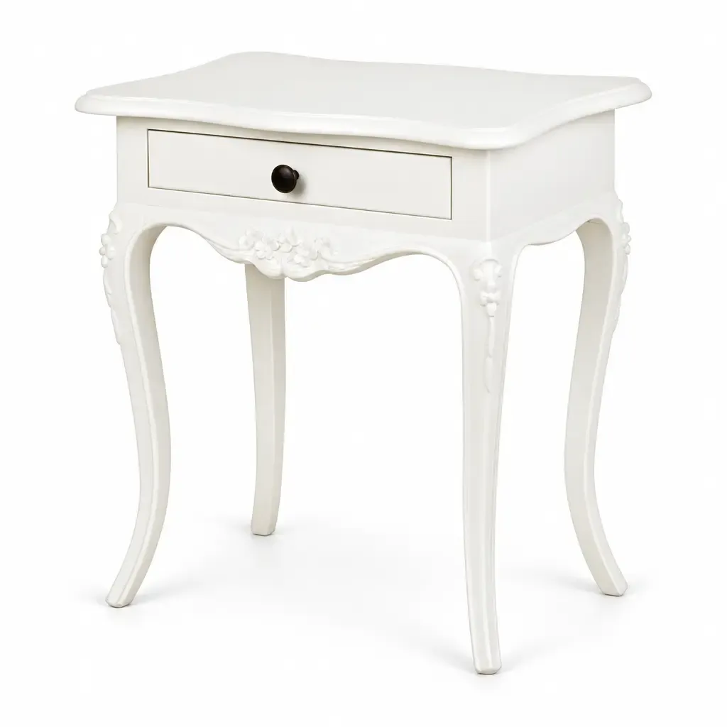 Mesa Cabeceira Antoinette 1 Gaveta Branca Talha Manual Homes in Heaven