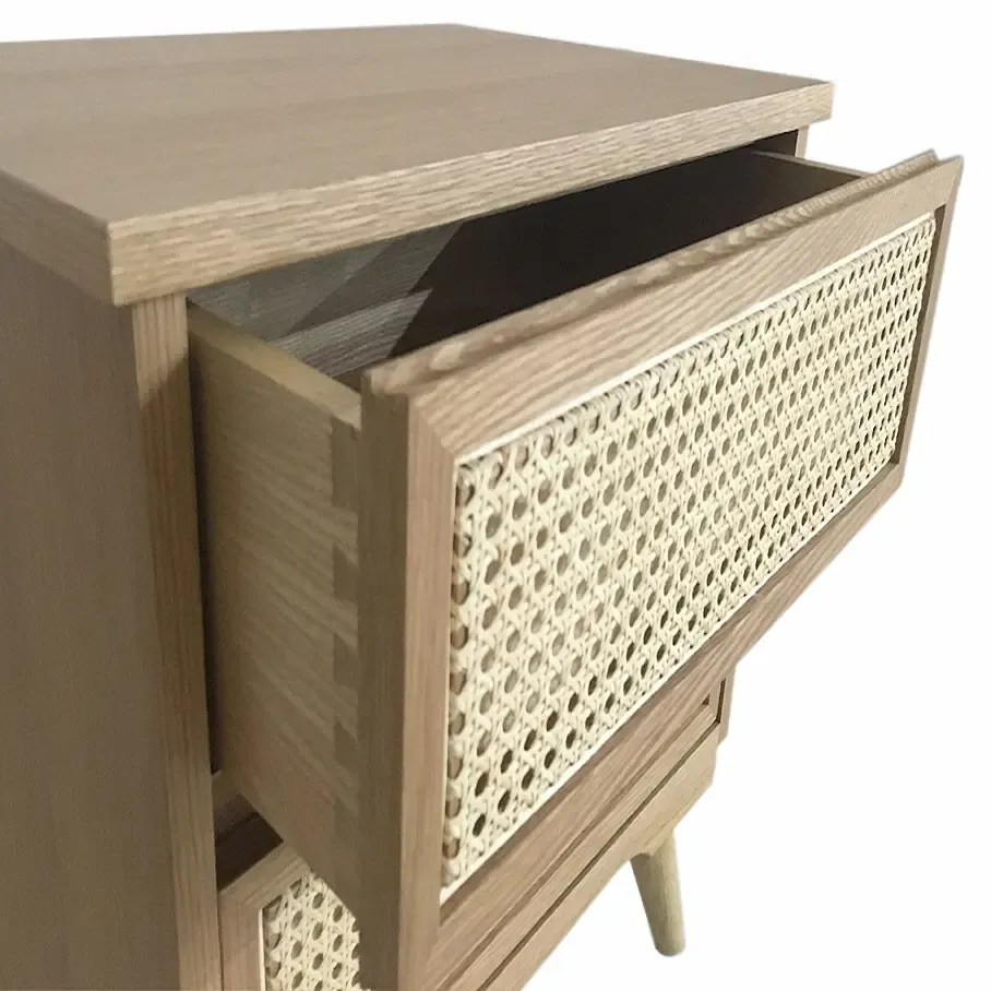 Mesa de Cabeceira Denmark 2 Gavetas Madeira Palhinha Gaveta