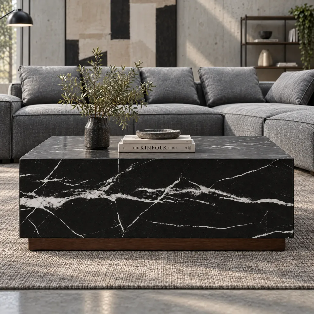 Mesa de Centro Hepburn Mármore Nero Marquina