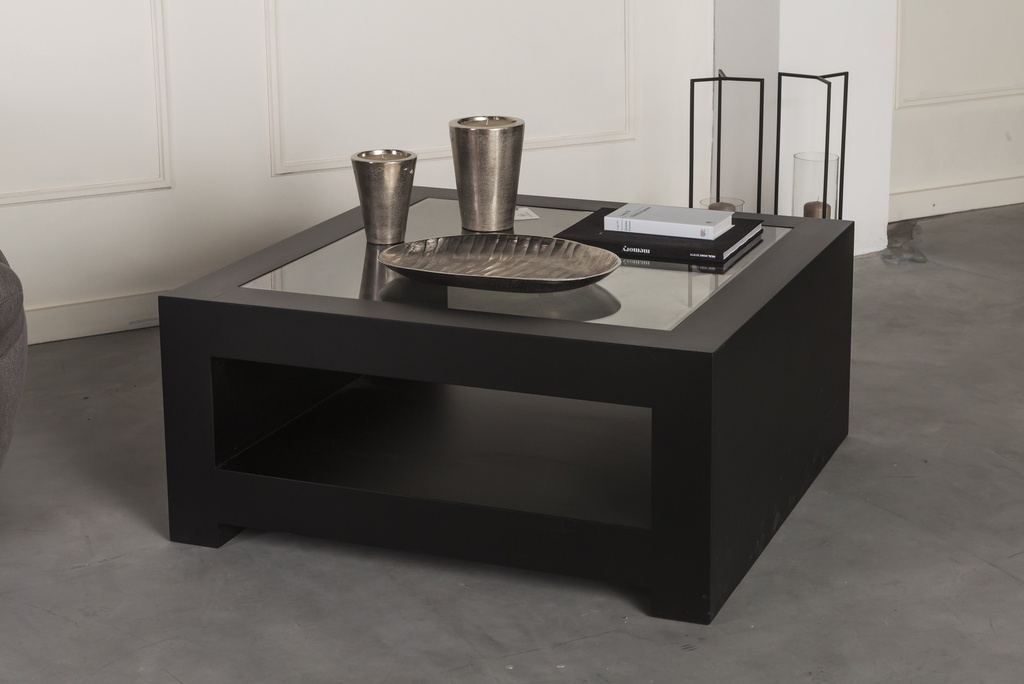 MESA CENTRO TENTOP C/VIDRO BLACK MATE 100*100 CM