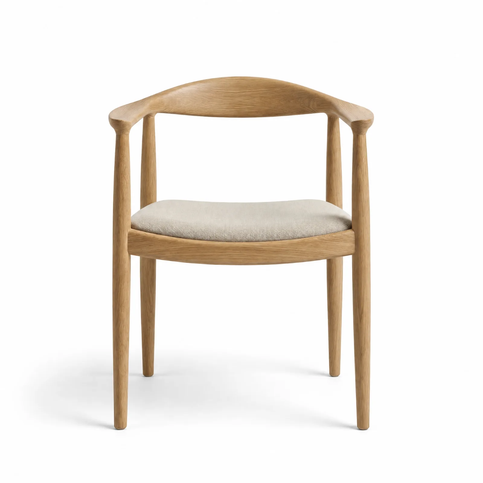 Cadeira Copenhagen C/Braços Natural Oak Tecido Bronx Beije