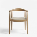 CADEIRA COPENHAGEN C/BRAÇOS NATURAL OAK TECIDO BRONX BEIJE