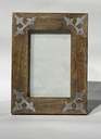 [8133003184] WOODEN PHOTO FRAME WITH ALUMINIUM LEAVES