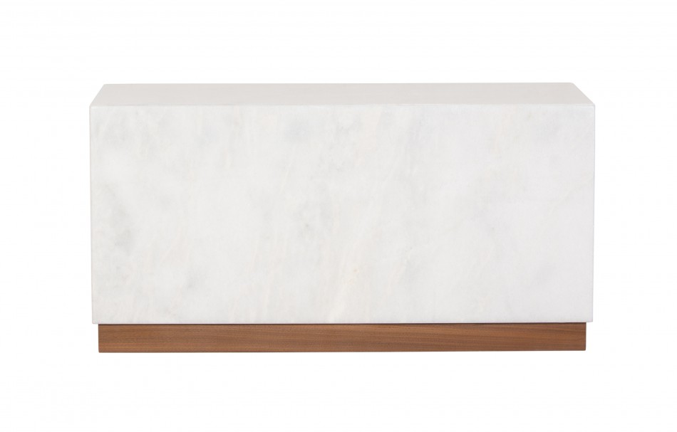 [33436006] Mesa Lateral Hepburn Mármore Branco Ibiza