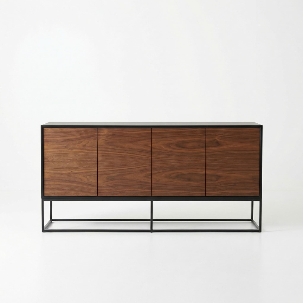 APARADOR ASPEN BLACK MATE C/PORTAS EM WALNUT