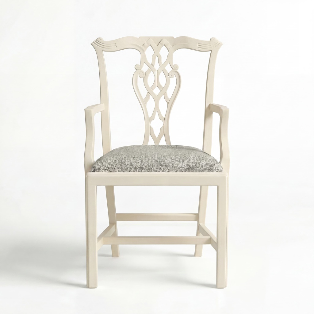 [1021002120] CADEIRA CHIPPENDALE C/BRAÇOS OFF WHITE