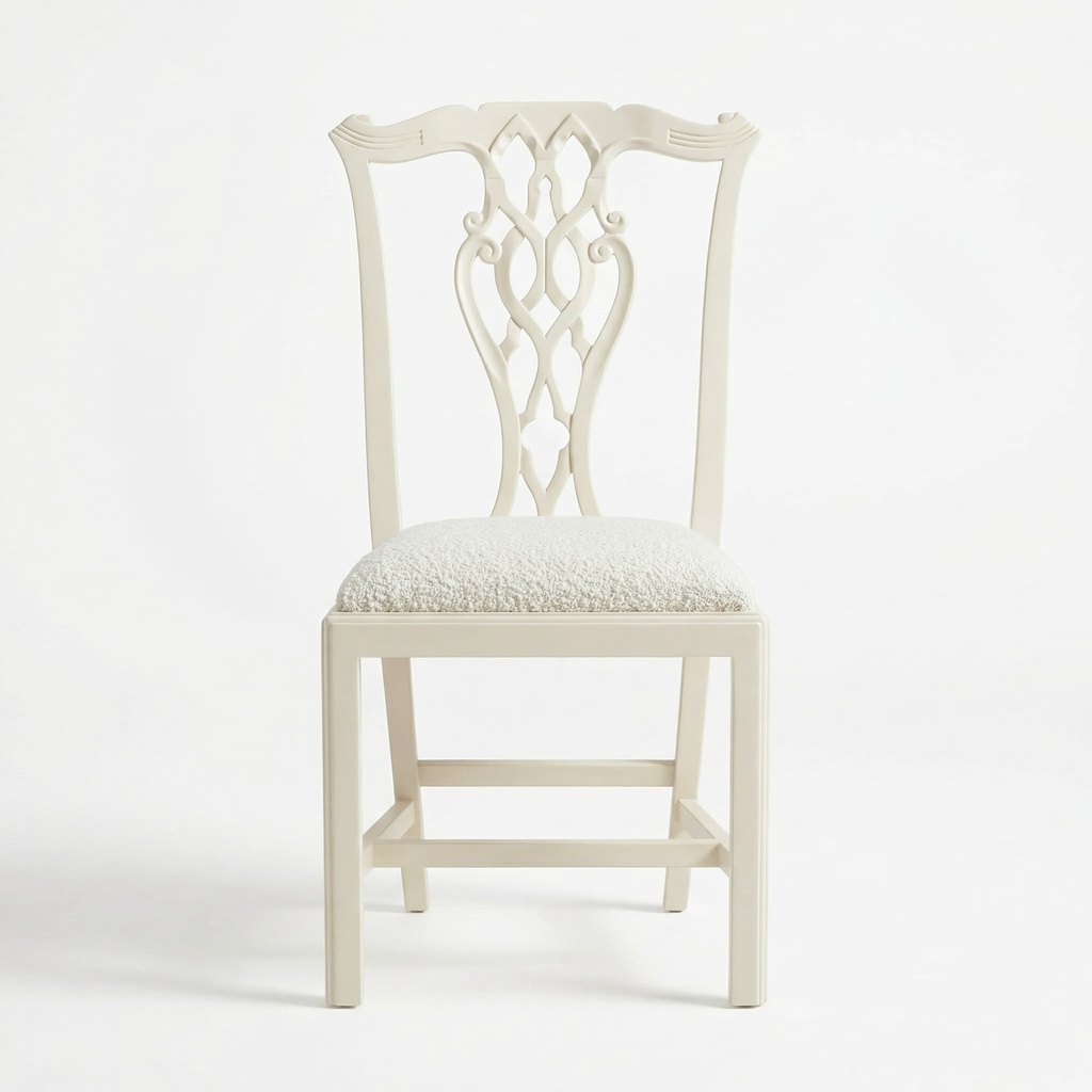 [1021001120] CADEIRA CHIPPENDALE OFF WHITE TECIDO ASCOT PEARL