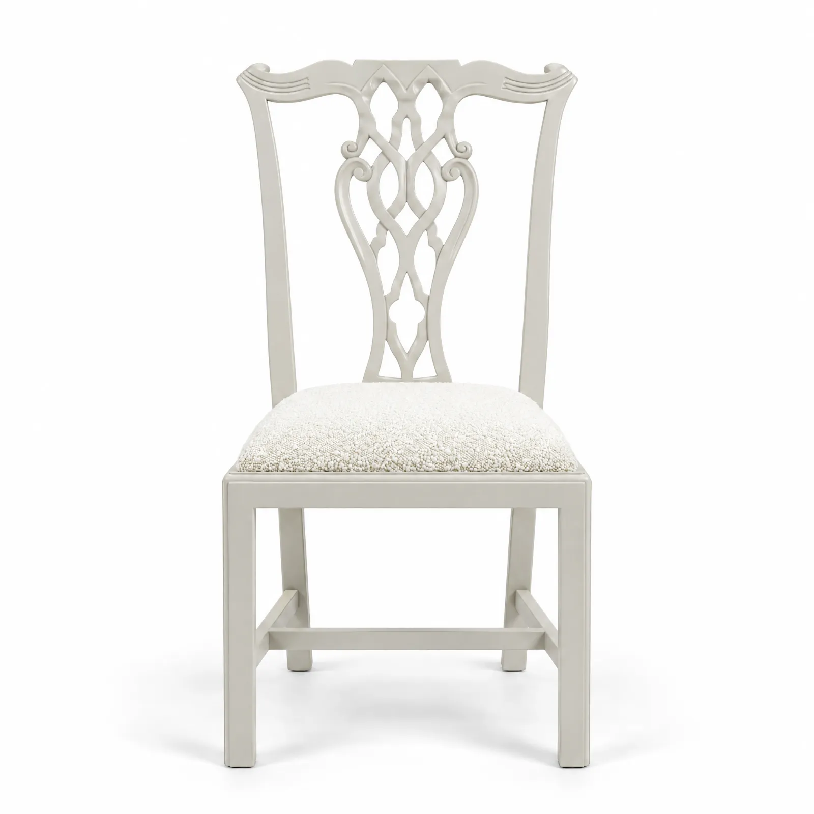 Cadeira Chippendale Off White Tecido Ascot Pearl