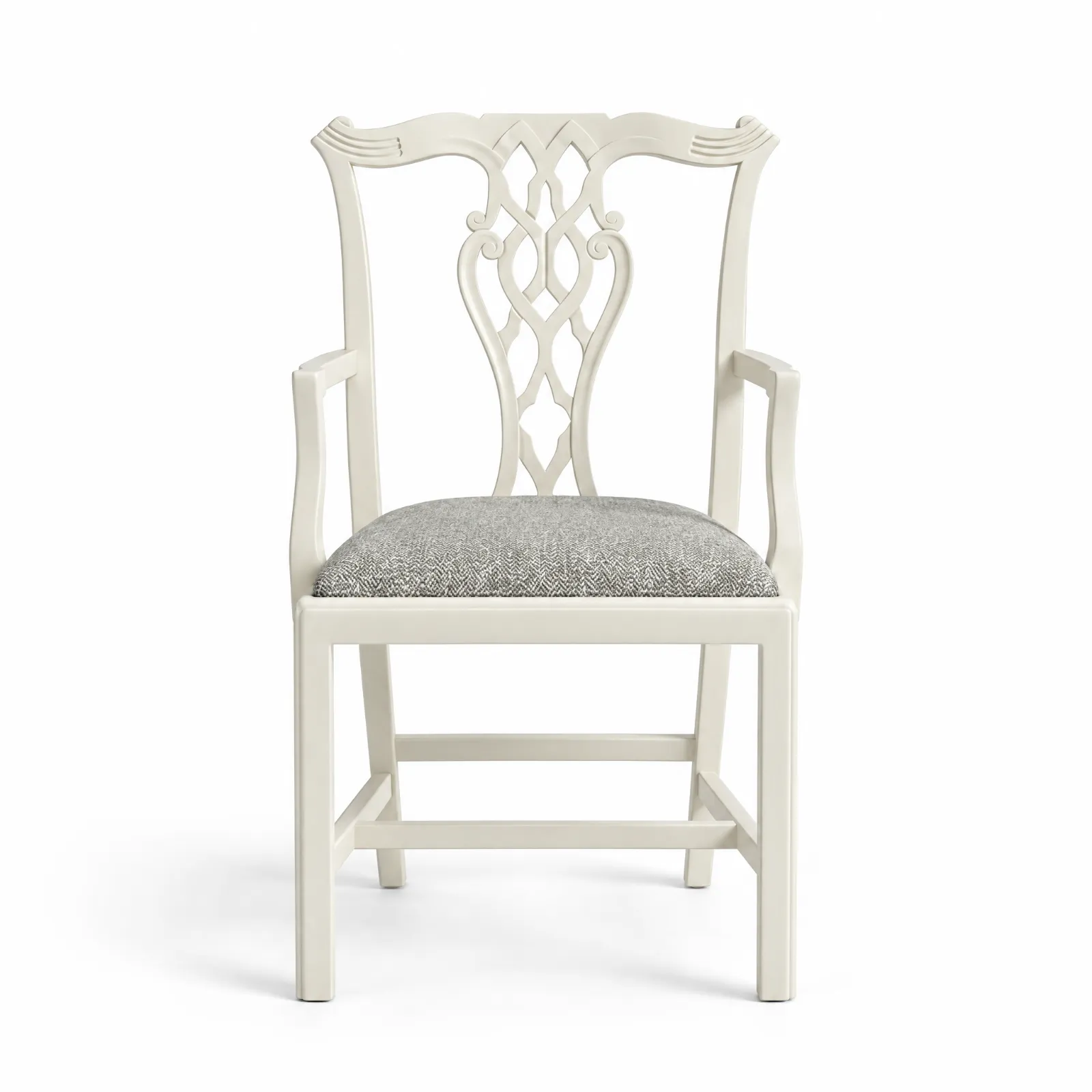Cadeira Chippendale C/Braços Light Grey Tecido Ascot